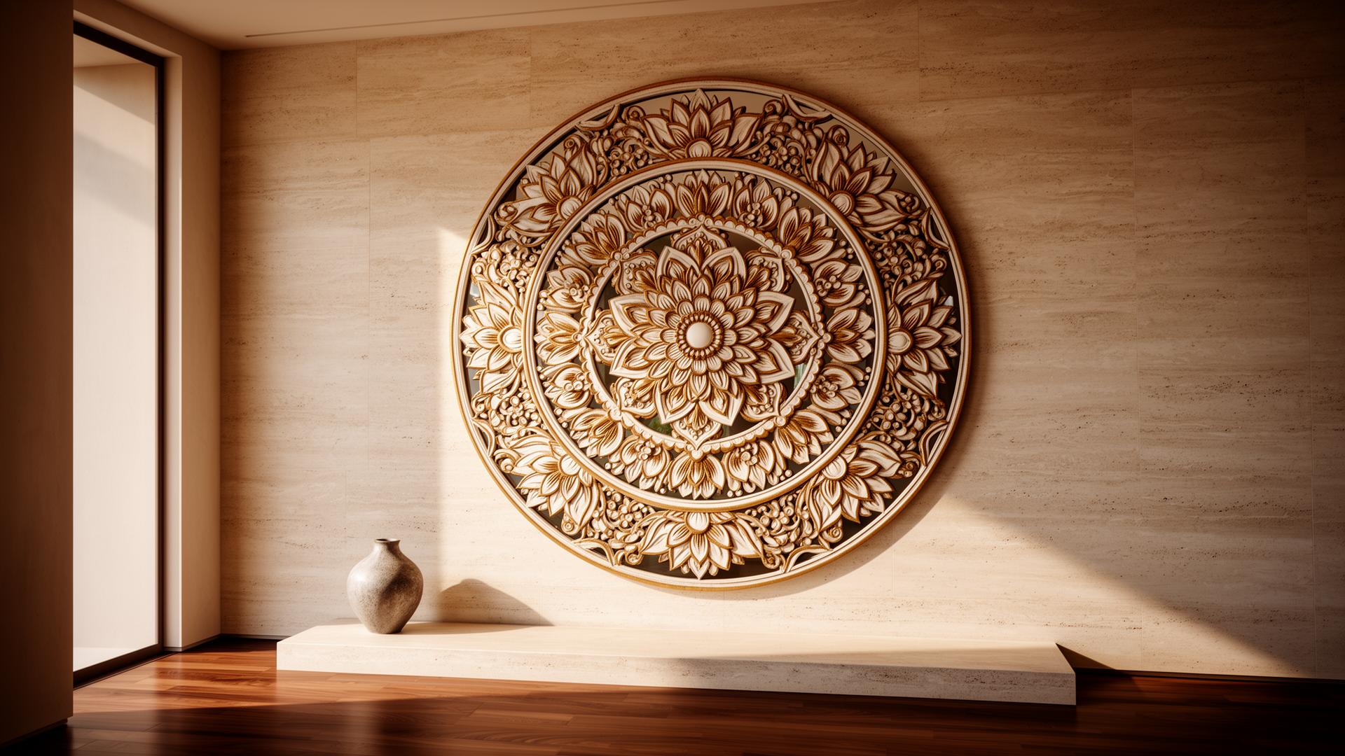Sculptural architectural mirror in a refined modern interior — Maison Noor luxury décor